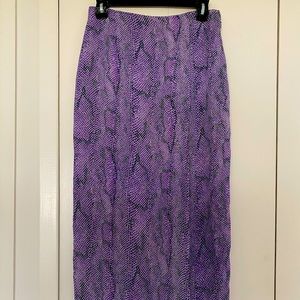 Maxi-skirt, lined purple silk snake skin